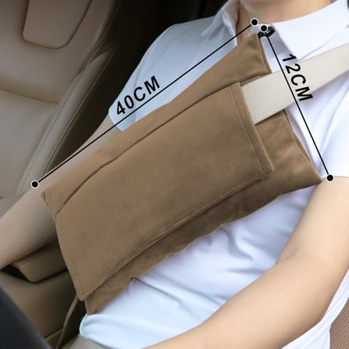 Super Soft Seatbelt Pillow, Seat Belt Pillow for Mastectomy Post-Surgery, Seat Belt Cushion for Heart Surgery Recovery, Hysterectomy Abdominal Incision Recovery Seatbelt (Brown, Large) - color: Brown