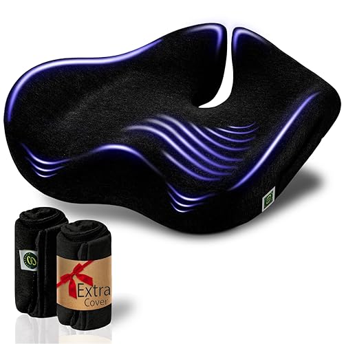 X Large Seat Cushions for Office Chairs, Car & Truck. Gaming Chair Seat Cushion and Sciatica Pain Relief Pillow for Back Pain. Orthopedic Coccyx Cushion for Tailbone Pain Relief (Original Black) - color: Black & Pure Black