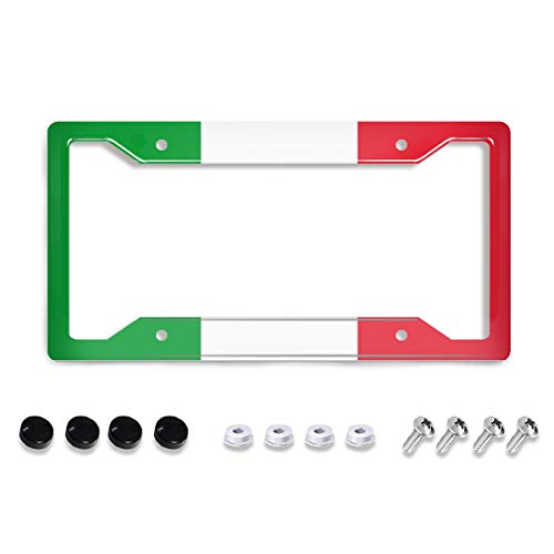 Personalized License Plate Frame Stainless Steels Cute Italy Flag License Plate Car Tag Holder with 4 Holes and Screws for Women Men Auto Decoration for USA Canada Vehicles Standard (12x6 inches) - color: Italy Flag