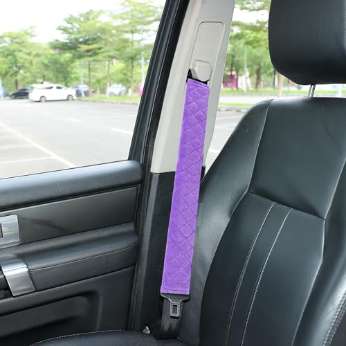 Amooca Soft Automotive Seat Belt Cover Seatbelt Shoulder Pad Neck Protector Cushions Universal Fit SUV Trucks Backpack Violet Extra Long 19.7in - color: Purple, size: 19.7in-1pc