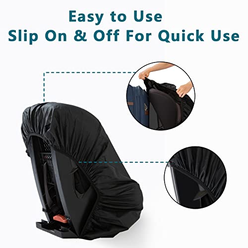 Car Seat Cover for Air Travel, Car Seat Travel Bag for Gate Check, Sun Shade, Waterproof, Dustproof & Abrasionproof, Covers and Blocks Out Heat & Sun| Baby Travel Accessories (Black) - color: Black