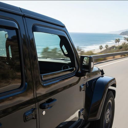 in-Channel Rain Guards Compatible with Jeep Wrangler JL 2018 2019 2020 2021 2022 2023 2024 Full Size Shatterproof Heavy-Duty Side Window Deflectors, Window Visor -Black, 4 PCS - size: Fit for Jeep Wrangler JL 2018-2024-in Channel