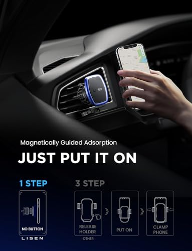 LISEN 2 Pack Magnetic Phone Holder for Your Car Mount 6 Military Magnets Car Phone Holder Mount Vent Cell Phone Holdeer Mount Vent Cell Phone Holder (Blue) - color: Blue