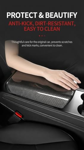 Tesla Model 3 / Y Arm Rest Cover & Center Console Cover, Compatible with 2017-2023 Model 3 and 2020-2024 Model Y, ABS Material Scratch Resistant (Gloss Carbon Fiber Pattern) - color: Gloss Carbon Fiber Pattern, size: Model 3/Y