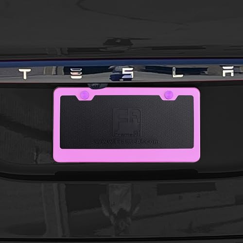 T304 Stainless Steel License Plate Frame – 8K Mirror Polish Finish, Rust-Resistant, Slim Design, Universal Fit, Includes Screw Caps, Washers & Stainless Steel Screws (Baby Pink) - color: Baby Pink