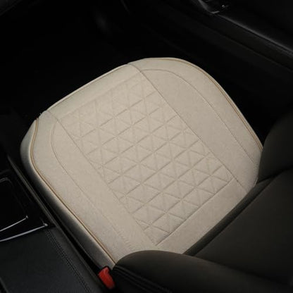 West Llama Linen Front Car Seat Cover Protector Anti-Slip Bottom Seat Cover Fits 95% of Vehicles,Wrapping Around The Bottom,Triangular Pattern(Beige-1Pcs) - color: Triangular Pattern-Beige, size: 1pc