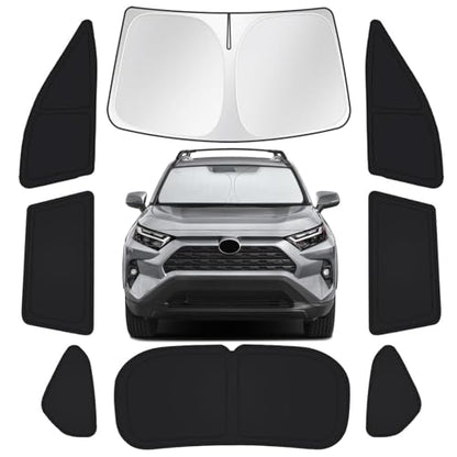 for Toyota RAV4 2019-2025 Car Window Shades, 8pcs Privacy Sun Shade Set for Front Windshield Side and Rear Windows, Full Window Covers Keeps Vehicle Cool for Camping Napping - size: Fit for Toyota Rav4 2019-2025