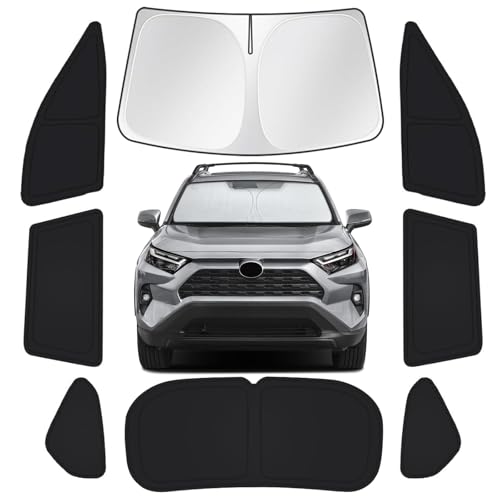 for Toyota RAV4 2019-2025 Car Window Shades, 8pcs Privacy Sun Shade Set for Front Windshield Side and Rear Windows, Full Window Covers Keeps Vehicle Cool for Camping Napping - size: Fit for Toyota Rav4 2019-2025