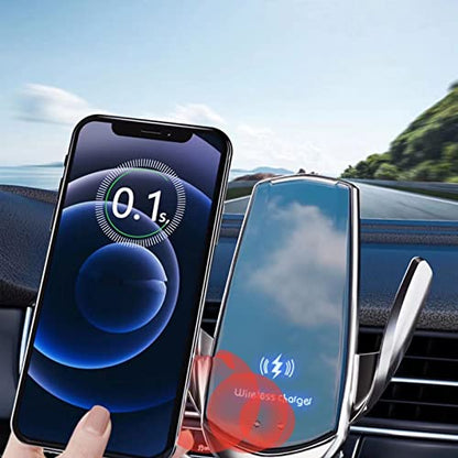 Wireless Car Charger Automotive Electric Induction 15W Wireless Charger Car Vent Mount Bracket Fast Charging Auto-Clamping Car Phone Holder Mount Air Vent Phone Holder (Blue) - color: Blue