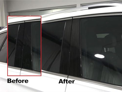 Rvinyl Pillar Post Window Trim Compatible with Chevrolet Tahoe 2015-2020 - Aluminum (Brushed Black) - color: Aluminum (Brushed Black)