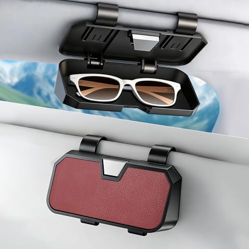 Sunglasses Holder for Car Visor Leather Eyeglasses Organizer Case for BMW X3 X5 X7 X1 3 4 2 5 Series Accessories - color: Red Without Logo