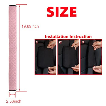 2PCS Car Seatbelt Cover, Soft Leather Vehicle Safety Seat Belt Cushion, 19.7 Inch Comfortable Auto Shoulder Neck Chest Protection Pads Accessories, Universal for Most Cars (Pink) - color: Pink/19 inches