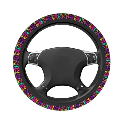 Leopard Print Steering Wheel Covers Non Slip Neoprene Universal 15 Inch Steering Wheel Protector Car Cover for Men Women - color: Leopard