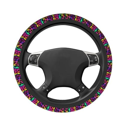 Leopard Print Steering Wheel Covers Non Slip Neoprene Universal 15 Inch Steering Wheel Protector Car Cover for Men Women - color: Leopard