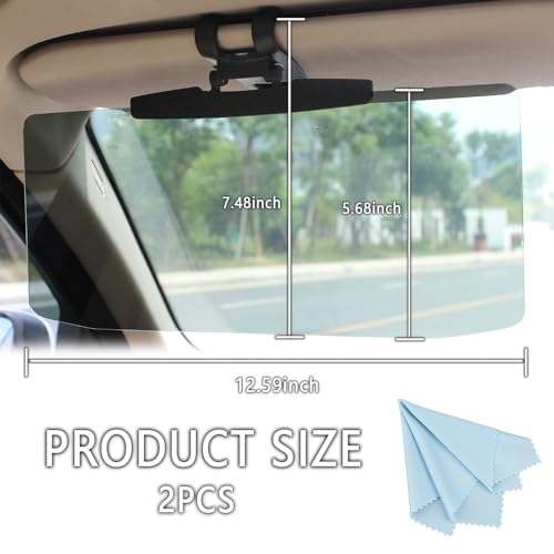 2Pcs HD Visor Sunshade Extender for Car,72.5% Strong-Light Blocking Rate - Anti-Glare Car Visor Protect from Sun Glare, Snow Blindness and UV Rays (2Pcs) - color: 2Pcs