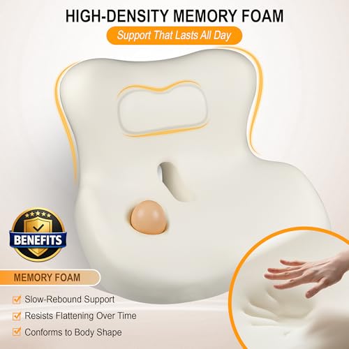 Allaboutsla Memory Foam Car Seat Cushion with Lumbar Support, L-Shaped Ergonomic Design for Long Driving, Pressure-Relief Comfort for Car, SUV, Semi Truck & Office Chair