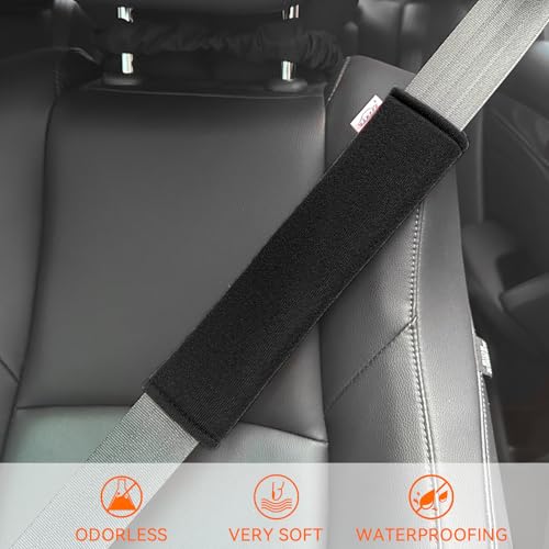 GAMPRO 2-Pack Universal Car Seat Belt Shoulder Pad Cover - Soft &Breathable Strap Cover for Adults and Kids (2Black) - color: Black