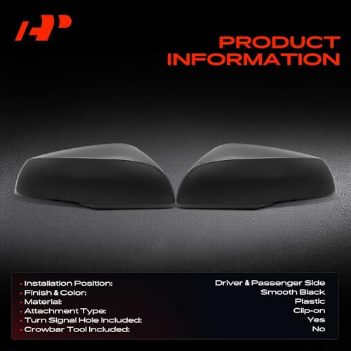 A-Premium 2 PCS Driver and Passenger Side Rearview Mirror Covers Caps - Compatible with Toyota Tacoma 2016-2023 - Smooth Black, with Turn Signal Hole
