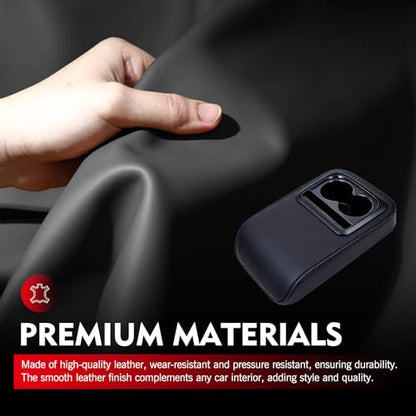 Car Middle Center Console Cover with Cup Holder, Leather Car Armrest Cover, Multi-functional Armrest Storage Pad, Universal for Most Vehicles (Black) - color: Black