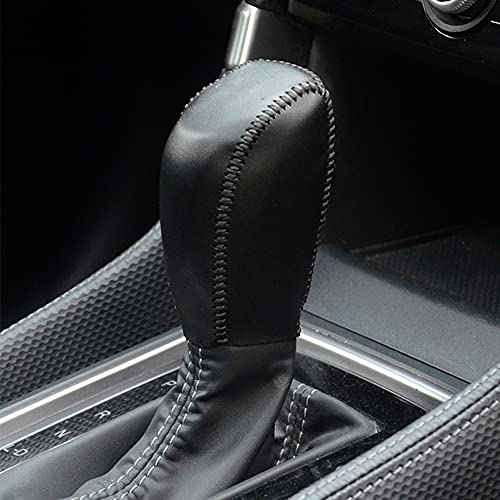 Great-luck Genuine Leather Automatic at Gear Shift Knob Cover Protector Trim,The car Interior Accessories(Black Stitches) for Subaru Forester(2019-2024) Crosstrek(2018-2023) Impreza Outback Legacy - color: Black Stitches, size: Forester(2019-2021)