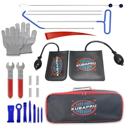 22-Piece Car Repair Tool Kit – Stainless Steel Automotive Tools, Inflatable Air Wedge, Multifunctional Vehicle Maintenance & Emergency Set with Carrying Bag