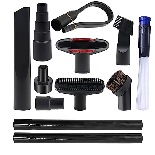 12 PCS Vacuum Attachments for Shop Vac Accessories 1 1/4 inch 1 3/8 inch Cleaning Accessories Kit with Universal Vacuum Hose Adapter Vacuum Extension Wand Horse Hair Brush Flexible Crevice Tool - size: 12 Pack
