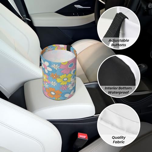 Retro Flowers Car Trash Can Small Portable Car Garbage Bag for Back Front Seat RV's Camping Accessories - color: Retro Flowers
