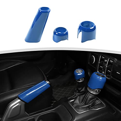 RT-TCZ Gear Shift Knob Cover Trim Handbrake Cover Drive Mode Shift Knob Cover Decorative Interior Accessories for Jeep Wrangler JL JLU & Gladiator JT 2018-2022,Blue - color: Blue