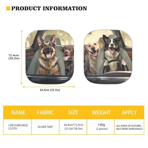 AFPANQZ Dog Cool Pattern Car Windshield Sun Shades Visor Car Front Rear Window Cover Sunshade UV Protector Universal Fit Sun Blocks Window Pop Up Folding Sunshades - color: Dog Cool Pattern