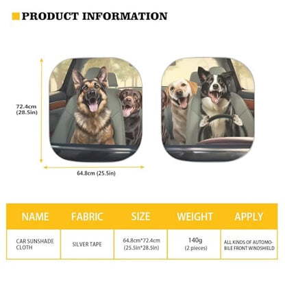 AFPANQZ Dog Cool Pattern Car Windshield Sun Shades Visor Car Front Rear Window Cover Sunshade UV Protector Universal Fit Sun Blocks Window Pop Up Folding Sunshades - color: Dog Cool Pattern