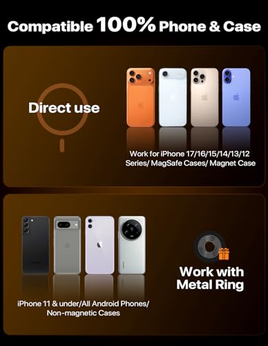 Miracase for MagSafe Car Mount, [Strong Magnetic] 2026 Hands Free Phone Holders for Your Car, Universal Cup Holder Phone Holder for iPhone 17 16 15 14 13 12 Pro Max, Samsung & More Smartphones - style: Magnetic