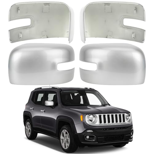 Driver & Passenger Side Mirror Cover Replacement for Jeep Renegade 2015 2016 2017 2018 2019 - Left & Right Side Mirror Covers, Rear View Mirror Cap Accessories Silver, With Lamp - color: Silver-With Lamp, size: Driver and Passenger Side (Left and Right)