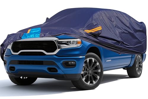 Car Cover Waterproof All Weather, 6 Layers Outdoor Full Exterior Cover Rain Sun UV Snowproof Protection with Zipper Cotton, Mirror Pocket for Dodge Ram - style: Dodge Rams