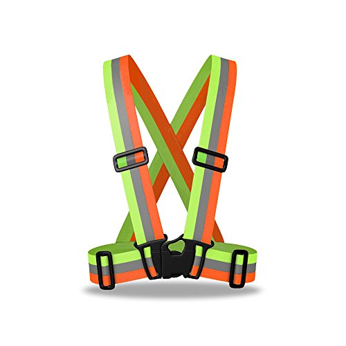 zojo Reflective Vest | Lightweight, Adjustable & Elastic | Safety & High Visibility for Running, Jogging, Walking,Cycling | Fits Outdoor Clothing (1 Pack, Mixture Neon Orange & Yellow) - color: 1pc-mixture Neon Orange & Yellow