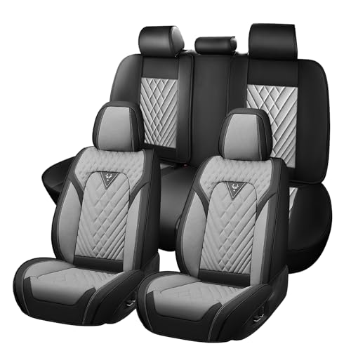 Car Seat Covers for Kia Sportage 2002-2026, Waterproof Nappa Leather Full Set Seat Cover, Anti-Slip and Comfortable Automotive Seat Protector&Accessories(Black Gray) - color: Black Gray, size: Full Set