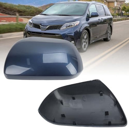 Compatible with 2012-2020 Toyota Sienna Left Side Mirror Cover Cap, Blue Driver Side Clip-on Mirror Cap Replacement Without Turn Signal Light Replaces for 87945-08021-J0 - color: Left Blue