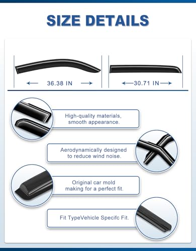 Out-Channel Window Rain Guards Fit for Toyota Tacoma 2016-2023 Double Cab, Extra Durable Window Visors Vent Visors Vent Shades Wind Deflector Dark Smoke Car Tape-on with Thicker 4PCS - size: Fit for 2016-2023 Toyota Tacoma