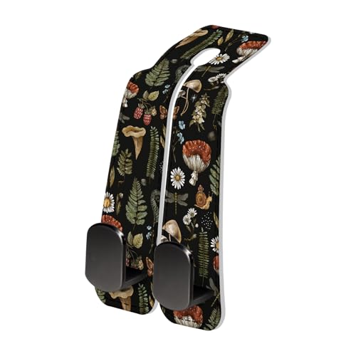 PU Leather Car Seat Hook, Storage Headrest Hanger, Cute Car Backseat Organizer, Car Hooks for Purses and Bags Mushroom Forest - color: Mushroom Forest