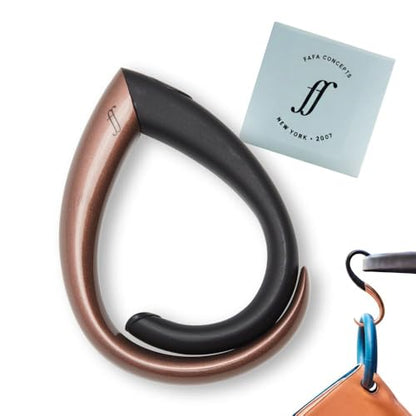 EMBRACE Purse Hook Hanger – Lightweight, Durable Teardrop S Hooks | Bag Clip Holds 22 lb Bags, Backpacks, Totes | Purse Charms for Women, Men | Caviar & Cognac - color: Caviar/Cognac