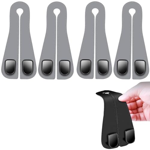 Headrest Hooks for Car, 2026 New Car Seat Hooks for Headrest, Car Seat Back Organizer Storage Hook for Hanger Purses and Bags, Double Hook Leather Purse Holder for Car (Gray*4) - color: Gray*4