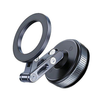 Nano Gel Suction Cup Magnetic Phone Holder for Car,Aluminum Alloy & ABS One-step Lock Magnetic Vacuum Phone Mount,UV-Resistant and Durable,Directly Mountable on Smooth Surfaces/Textured Leather