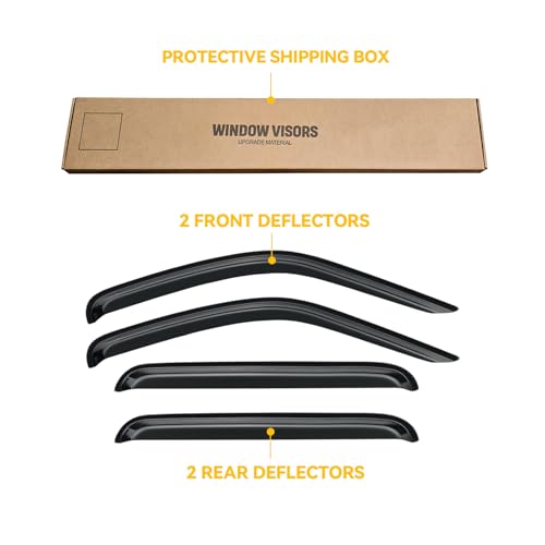 Window Visor for 2002-2007 Jeep Liberty (KJ), Out-Channel Rain Guards Shields Vent Deflector Shade Wind Dark Smoke 2003 2004 2005 2006 02 03 04 05 06 07, Outside-Mount, 4PCS - style: For 2002-2007 | Jeep Liberty (KJ) | Out-Channel