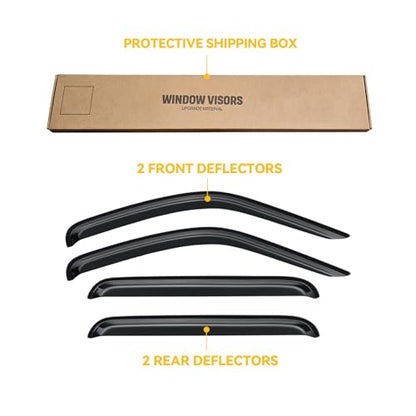Window Visor for 2002-2007 Jeep Liberty (KJ), Out-Channel Rain Guards Shields Vent Deflector Shade Wind Dark Smoke 2003 2004 2005 2006 02 03 04 05 06 07, Outside-Mount, 4PCS - style: For 2002-2007 | Jeep Liberty (KJ) | Out-Channel