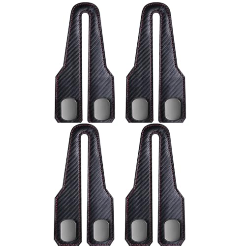 Eadwe Headrest Hooks for Car, 2026 New Car Seat Back Zinc Alloy Double Hook for Purses and Bags,Twinhook Leather Car Headrest Hangers Seat Back Organizers for Travel (Carbon Fiber A*4) - color: Carbon Fiber A*4