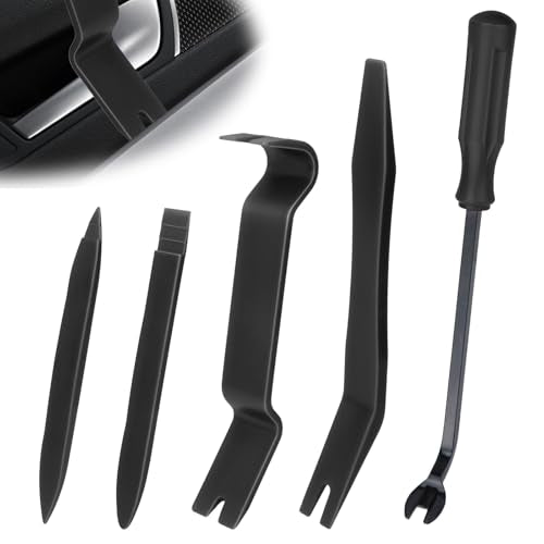 BFXM 5PCS Auto Trim Removal Tool kit, Car Clip Pry Tools Kit No Scratch Plastic, Car Door Panel Rivet Pliers Tool Kit, Automotive Interior Fastener Puller Remover Body Repair Set for Car - color: black
