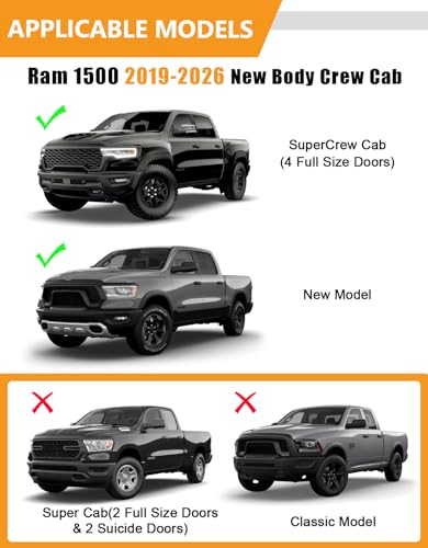 KINGGERI Under Seat Storage Boxes - Compatible with 2019-2026 Dodge Ram 1500 Crew Cab (Not for Classic), Heavy Duty Upgraded Rear Under Back Seat Storage Truck Cargo Black Tool Box Organizer - size: Compatible with 2019-2026 Dodge Ram 1500