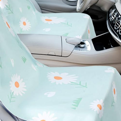 Hahafelt 2 Pack Car Seat Towel Covers with Storage Bag, 63 x 32 Inch Universal Non Slip Waterproof Sweat Protector for Car Truck, Gym Swimming Running, Machine Washable (Daisy) - style: Daisy