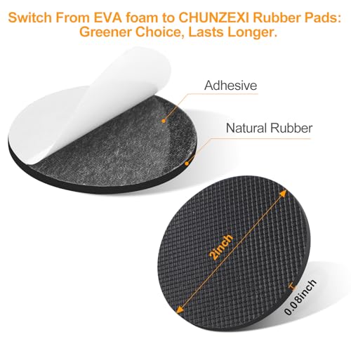 CHUNZEXI Non Slip Rubber Furniture Pads & Grippers, Self Adhesive Round Floor Protectors for Chair & Table Legs and Feet, 2 Inch, 16 Pack, Round - size: 2 inch 16 Round