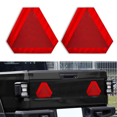 2PCS Slow Moving Vehicle Sign, Car Stickers, 7" x 8" Diamond Grade Reflective Slow Moving Vehicle Triangle Sticker, Car Exterior Accessories Safety Triangle Signs Decal for Golf Cart UTV