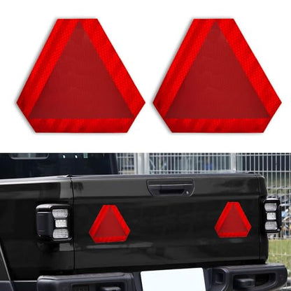 2PCS Slow Moving Vehicle Sign, Car Stickers, 7" x 8" Diamond Grade Reflective Slow Moving Vehicle Triangle Sticker, Car Exterior Accessories Safety Triangle Signs Decal for Golf Cart UTV